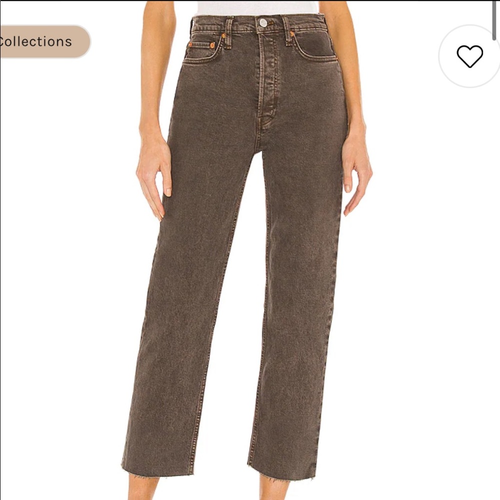 Re/Done High Rise Women Jeans in Brown